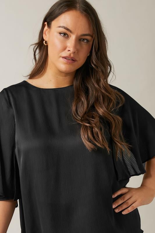 Evans EVANS Curve Black Angel Sleeve Blouse