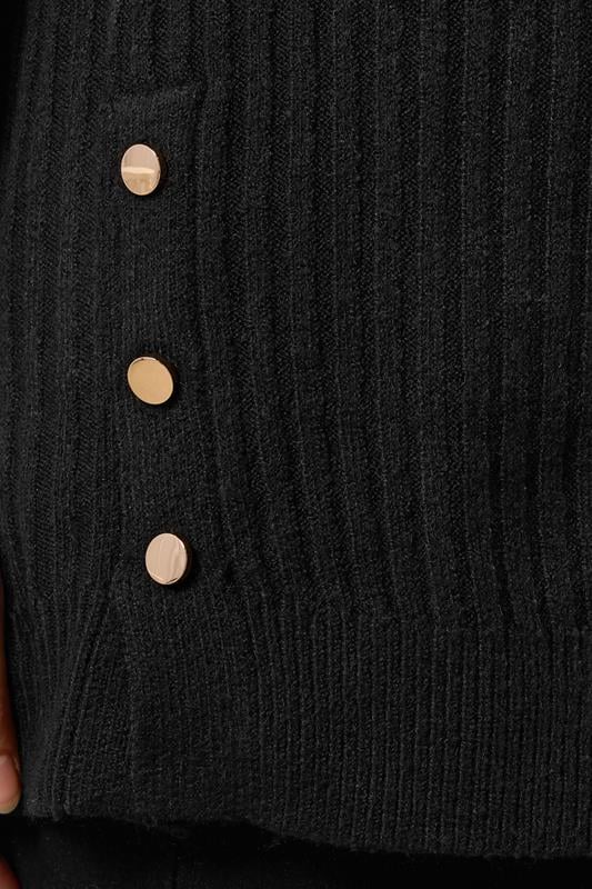 Evans EVANS Curve Black Button Detail Knitted Vest