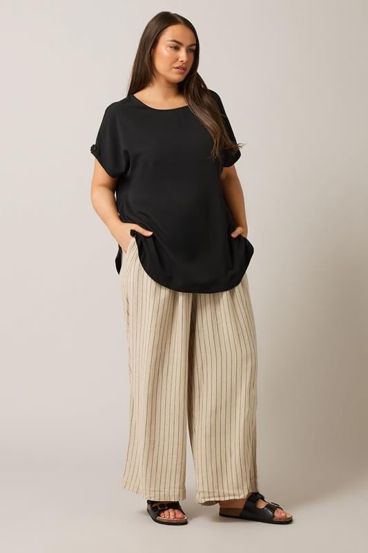 Evans EVANS Curve Black Button Sleeve Blouse