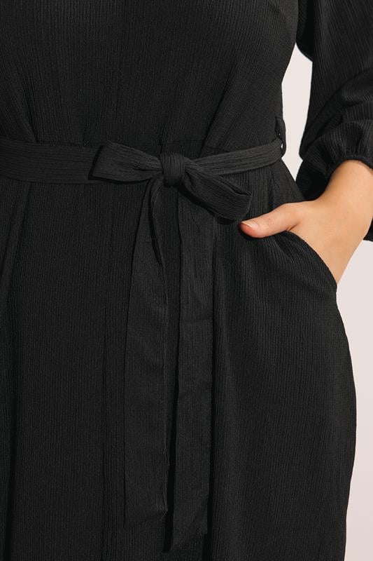 Evans EVANS Curve Black Crepe Belted Shirt Dress