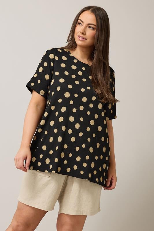 Evans EVANS Curve Black Crepe Spot Print Top