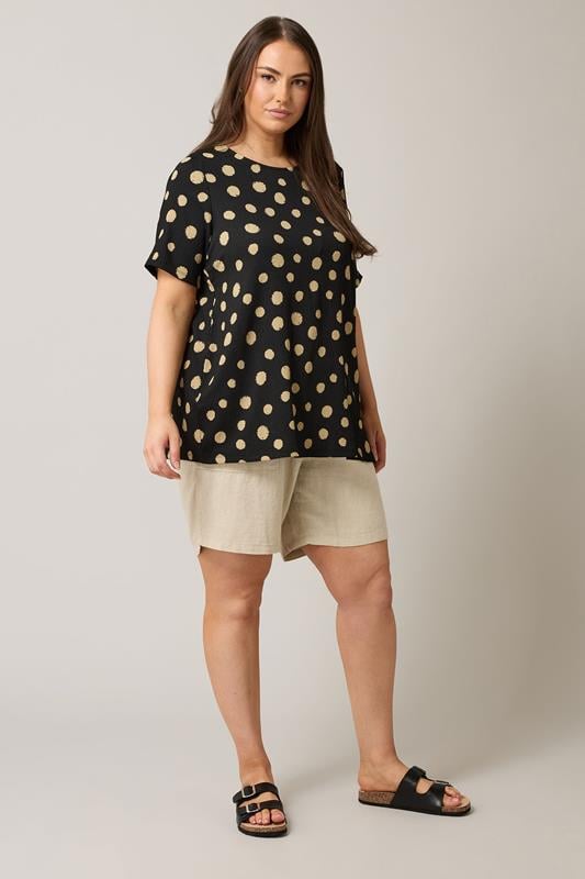 Evans EVANS Curve Black Crepe Spot Print Top