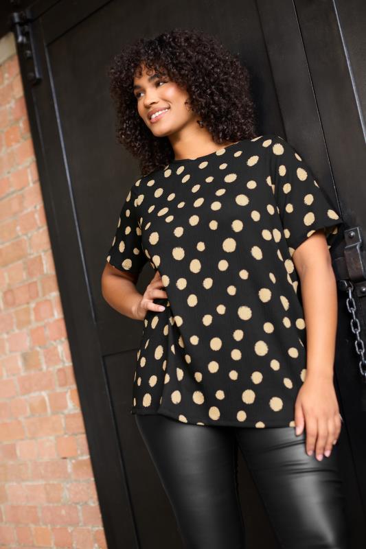 evans EVANS Curve Black Crepe Spot Print Top