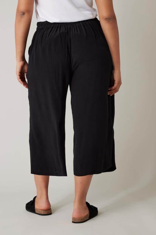 Evans EVANS Curve Black Crepe Wide Leg Trousers