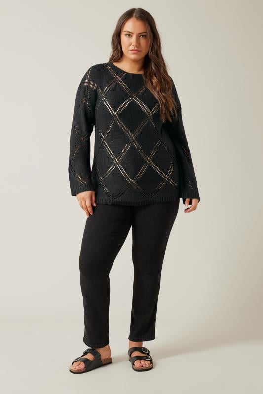 Evans EVANS Curve Black Diamond Pointelle Jumper
