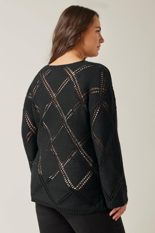 Evans EVANS Curve Black Diamond Pointelle Jumper