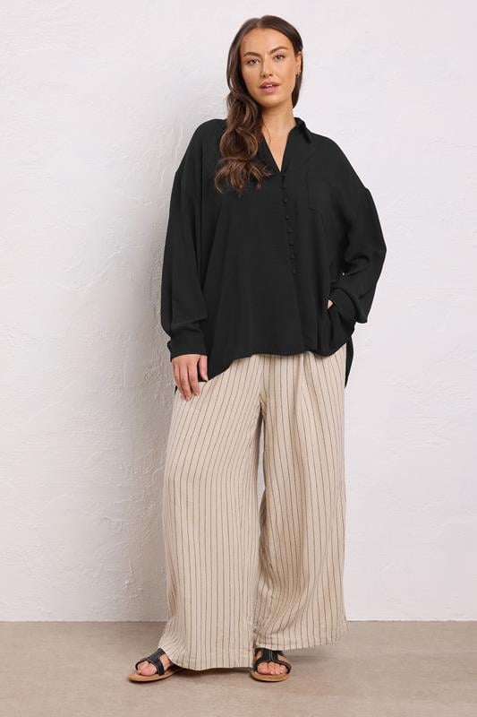 Evans EVANS Curve Black Dipped Hem Oversized Shirt