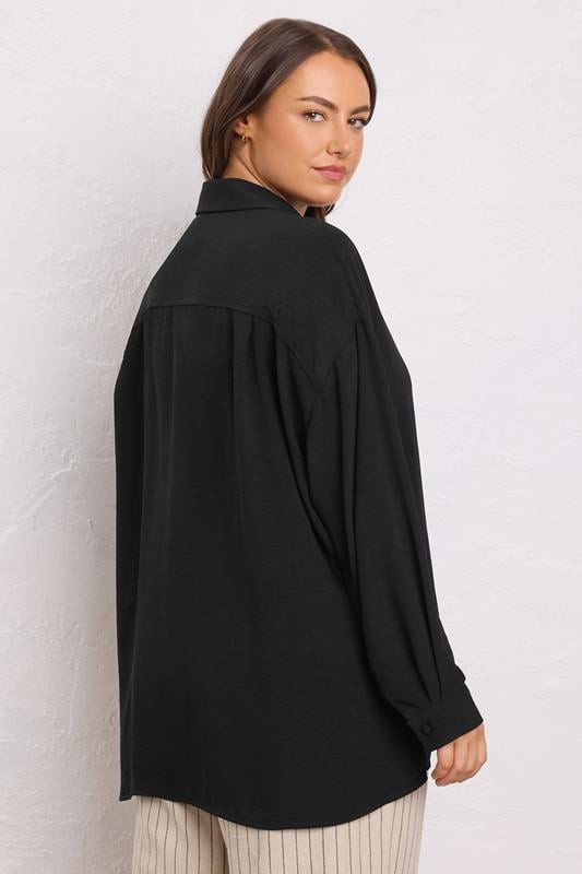 Evans EVANS Curve Black Dipped Hem Oversized Shirt