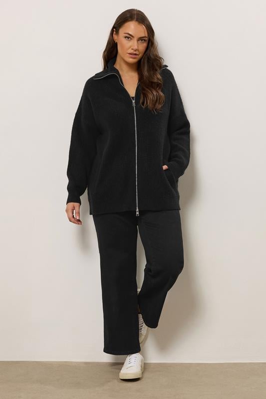 Evans EVANS Curve Black Double Ended Zip Cardigan