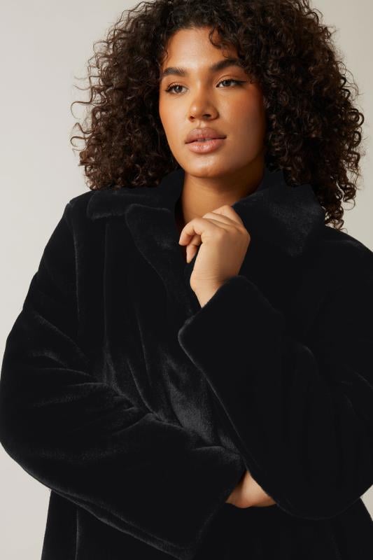 Evans EVANS Curve Black Faux Fur Coat