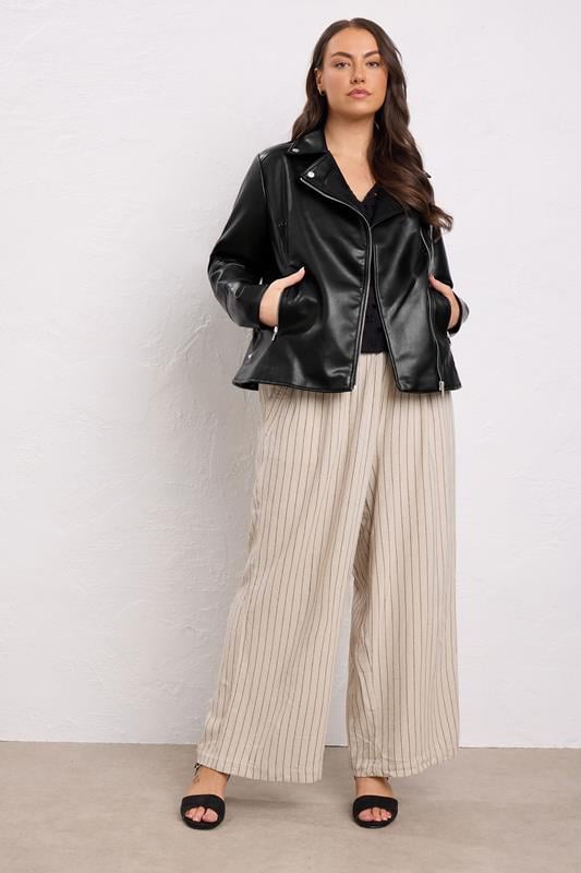 Evans EVANS Curve Black Faux Leather Biker Jacket