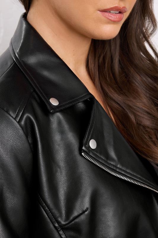 Evans EVANS Curve Black Faux Leather Biker Jacket