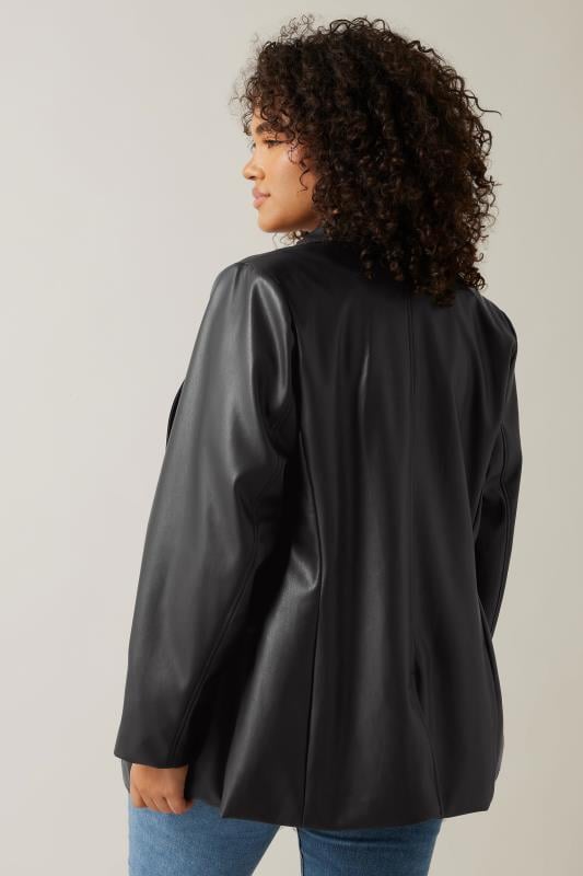 Evans EVANS Curve Black Faux Leather Blazer