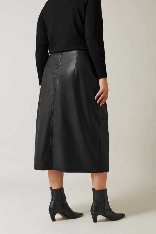 Evans EVANS Curve Black Faux Leather Skirt