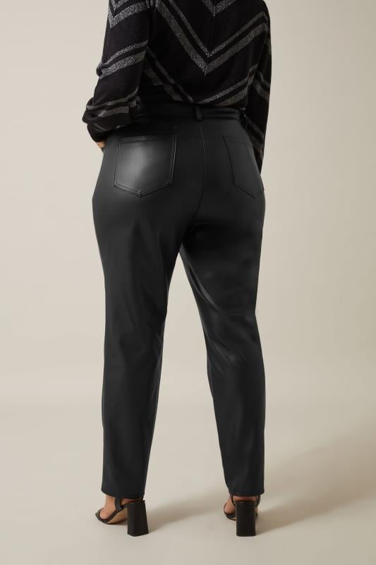 Evans EVANS Curve Black Faux Leather Trousers