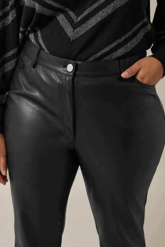 Evans EVANS Curve Black Faux Leather Trousers