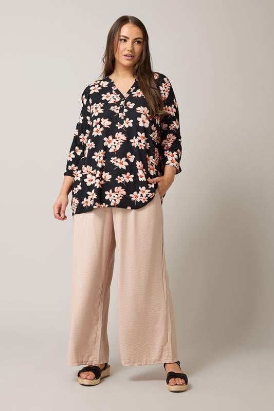 Evans EVANS Curve Black Floral Print Blouse