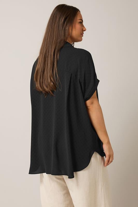 Evans EVANS Curve Black Grown On Sleeve Blouse