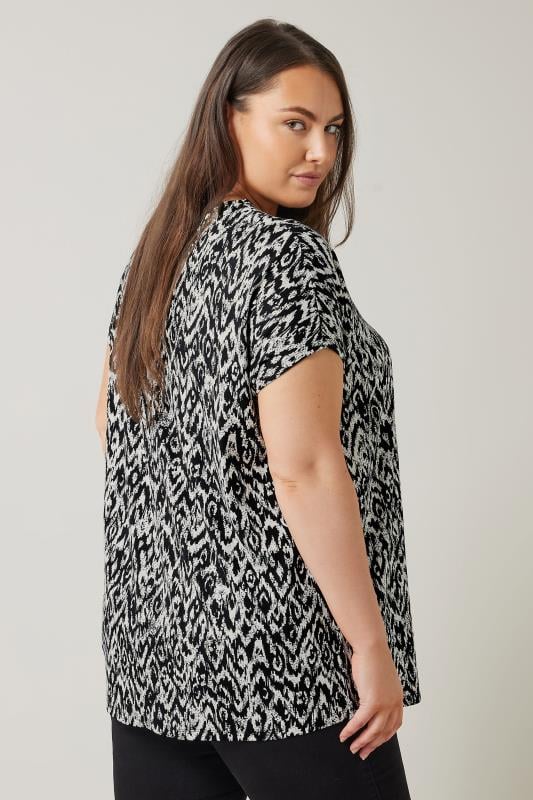 Evans EVANS Curve Black Ikat Print Swing Top