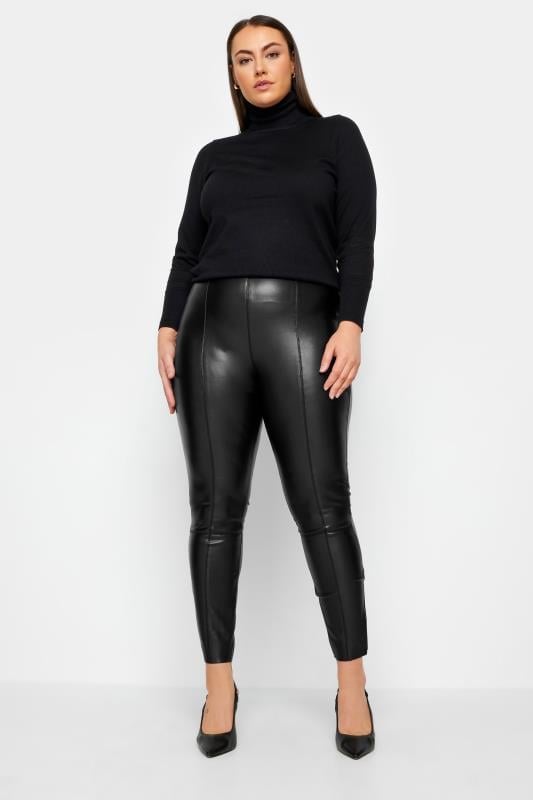 Evans Evans Curve Black Leather Look Leggings