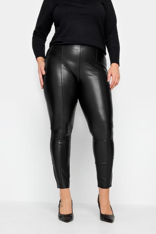 evans Evans Curve Black Leather Look Leggings