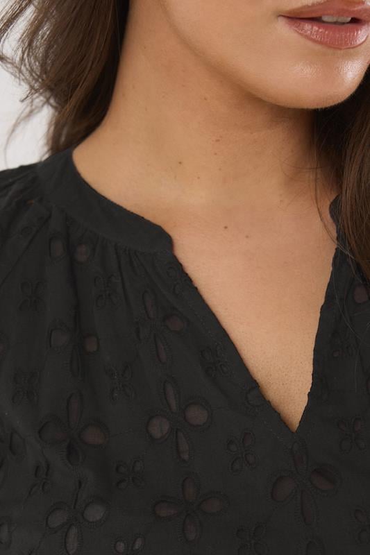 Evans EVANS Curve Black Long Sleeve Broderie Dress