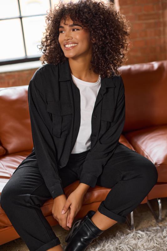 evans EVANS Curve Black Long Sleeve Utility Shirt