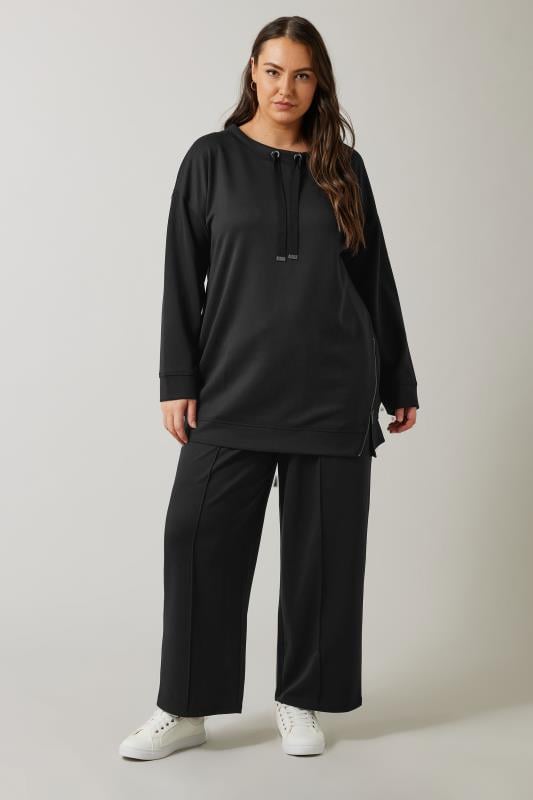Evans EVANS Curve Black Luxe Zip Detail Sweatshirt