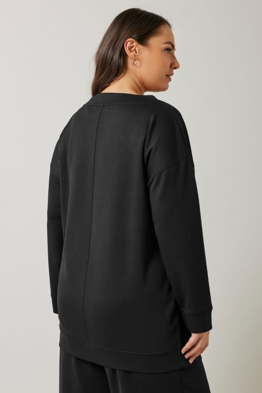 Evans EVANS Curve Black Luxe Zip Detail Sweatshirt