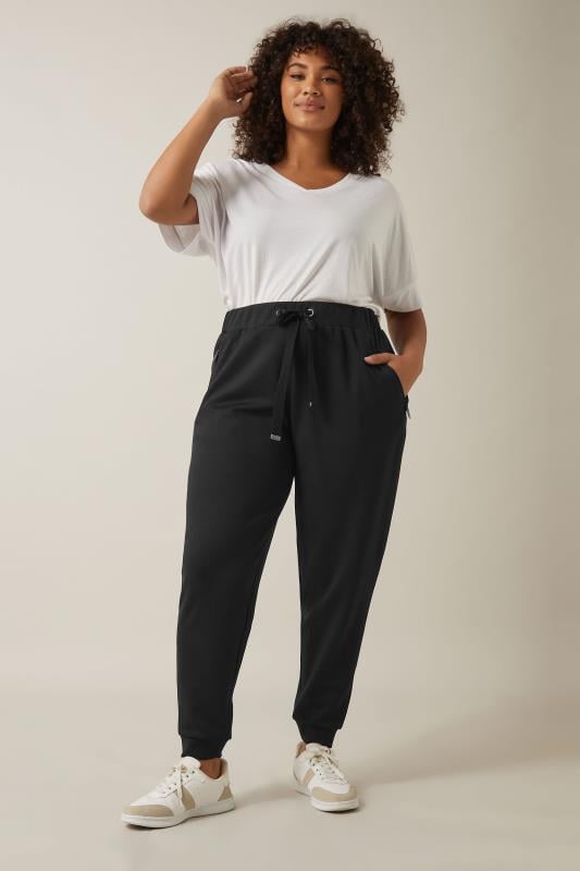 Evans EVANS Curve Black Luxe Zip Pocket Joggers