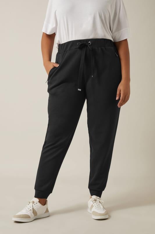 evans EVANS Curve Black Luxe Zip Pocket Joggers