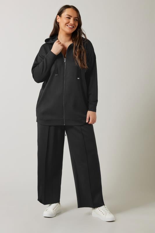 Evans EVANS Curve Black Luxe Zip Through Hoodie