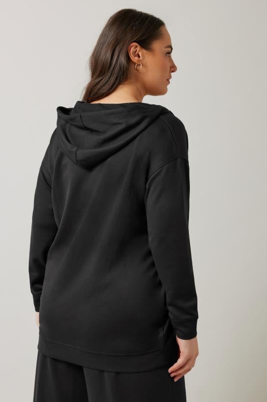 Evans EVANS Curve Black Luxe Zip Through Hoodie