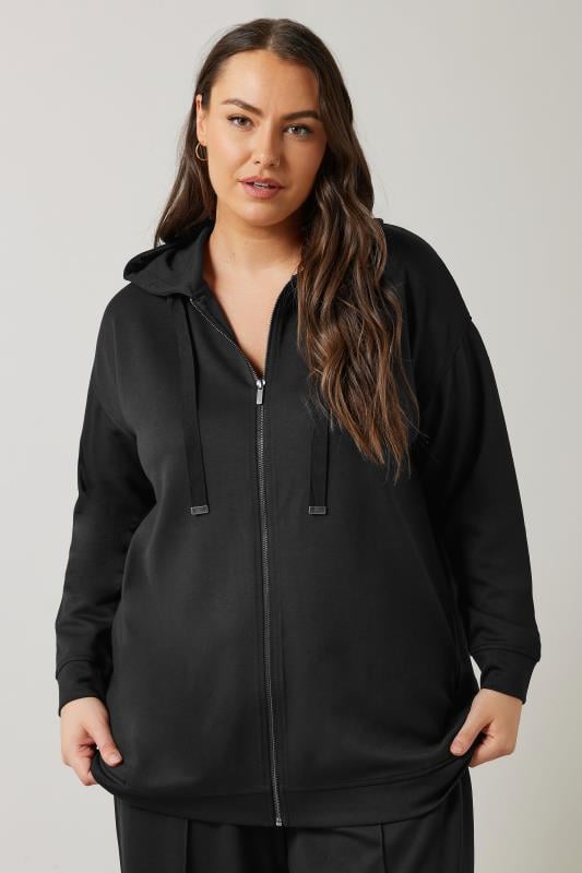 evans EVANS Curve Black Luxe Zip Through Hoodie