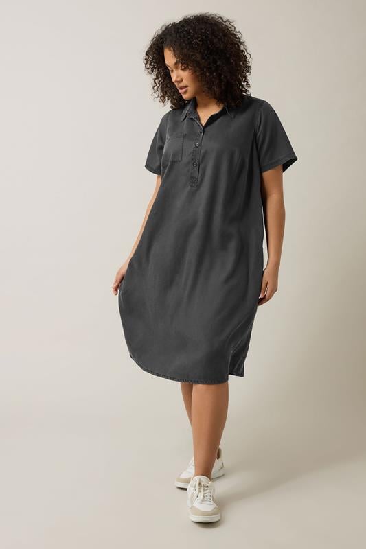 Evans EVANS Curve Black Lyocell Denim Dress