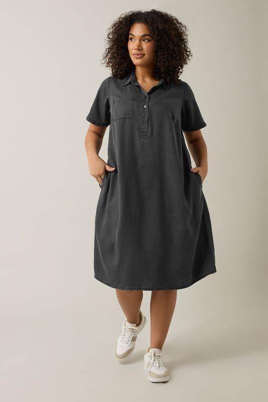 evans EVANS Curve Black Lyocell Denim Dress