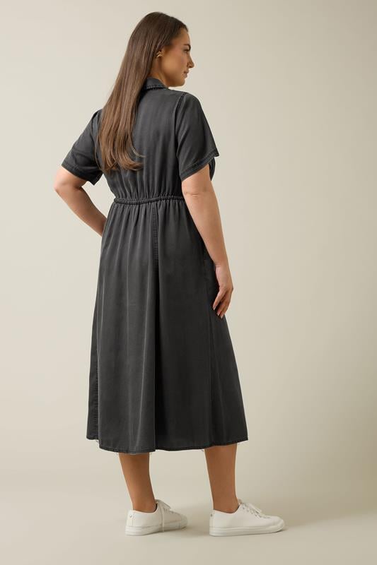 Evans EVANS Curve Black Lyocell Denim Shirt Dress
