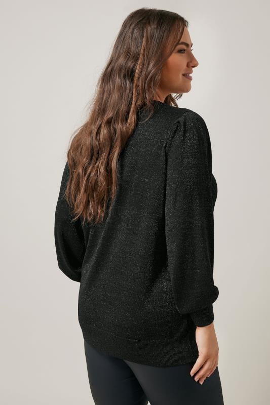 Evans EVANS Curve Black Metallic Knitted Jumper
