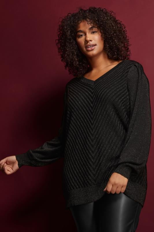 evans EVANS Curve Black Metallic Knitted Jumper