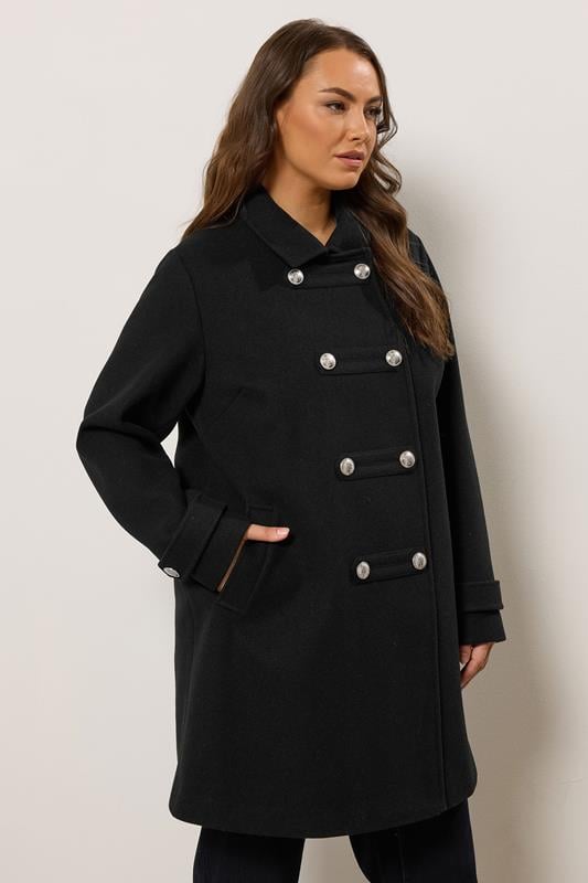 evans EVANS Curve Black Military Coat