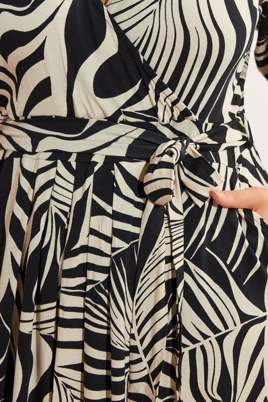 Evans EVANS Curve Black Palm Print Wrap Midi Dress