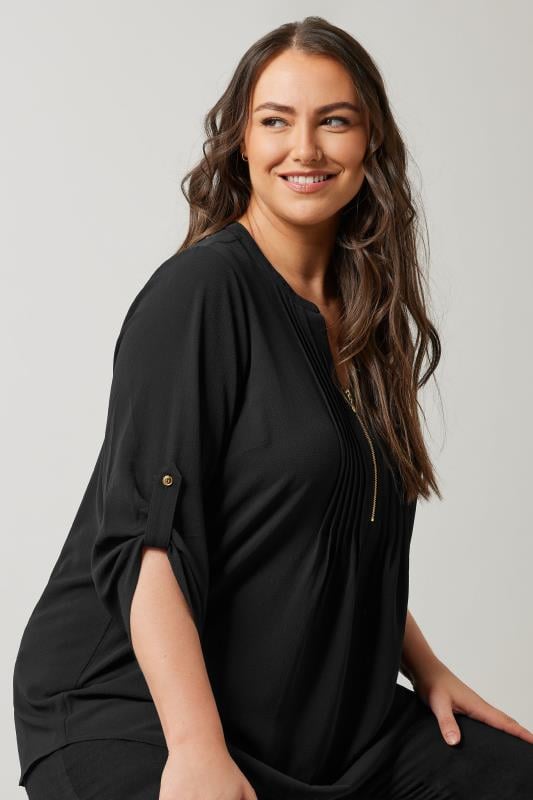 Evans EVANS Curve Black Pintuck Blouse