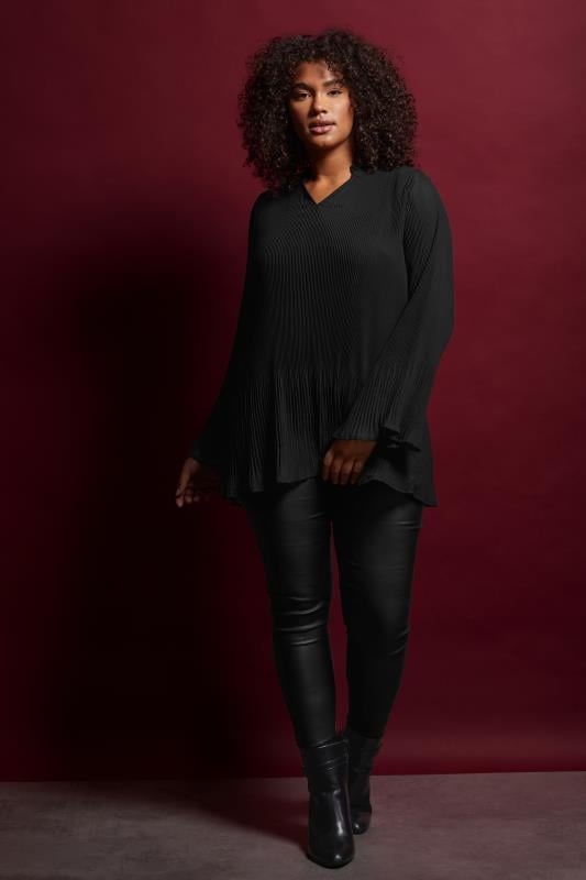 Evans EVANS Curve Black Pleat Blouse