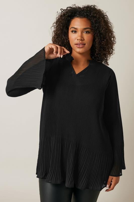 Evans EVANS Curve Black Pleat Blouse