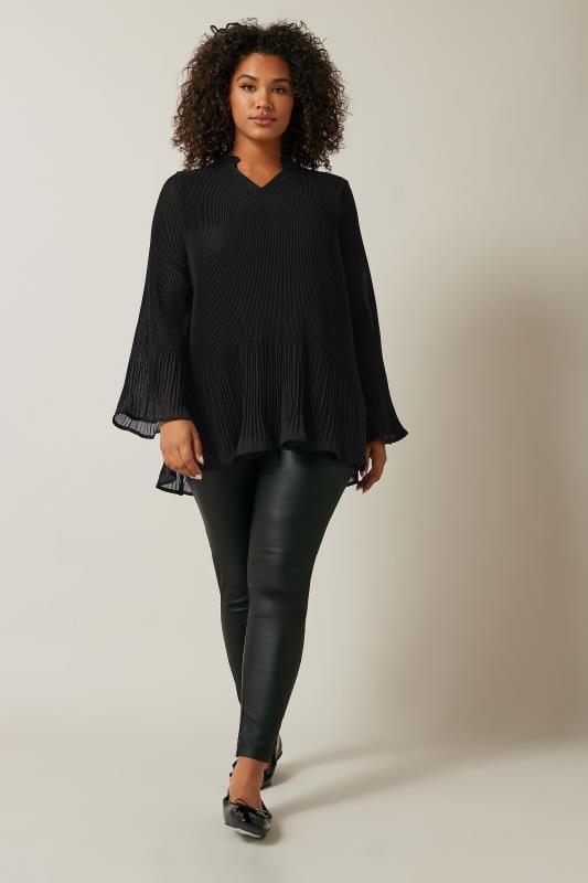Evans EVANS Curve Black Pleat Blouse