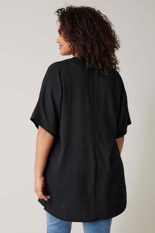 Evans EVANS Curve Black Pleat Front Blouse