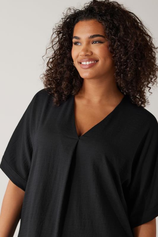 Evans EVANS Curve Black Pleat Front Blouse