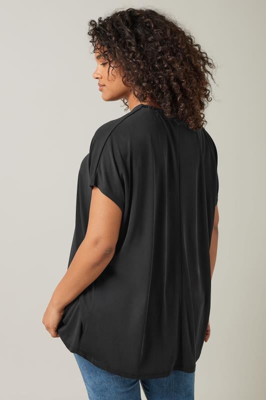 Evans EVANS Curve Black Pleat Front Modal Rich Top