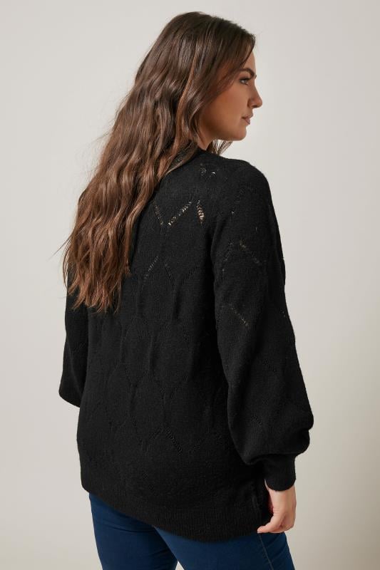 Evans EVANS Curve Black Pointelle Knitted Jumper