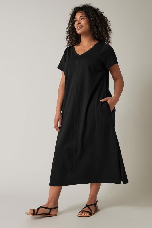 Evans EVANS Curve Black Premium Cotton Dress